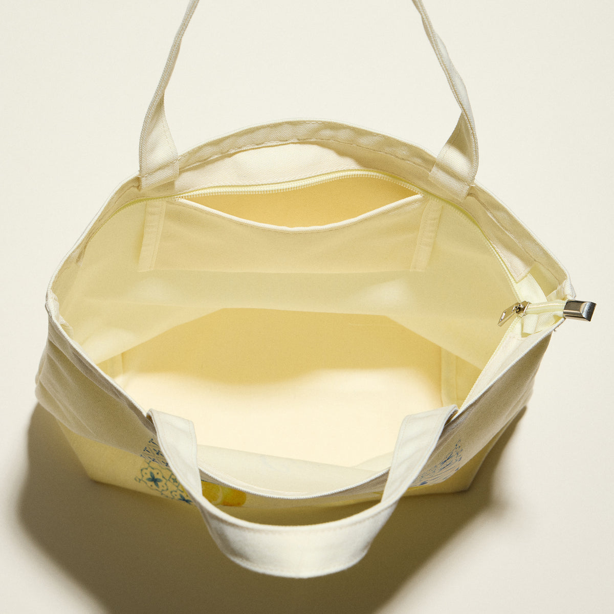 Ciao Bella Lemon Print Canvas Tote Bag with Zipper – Beach & Everyday Shopper Bag
