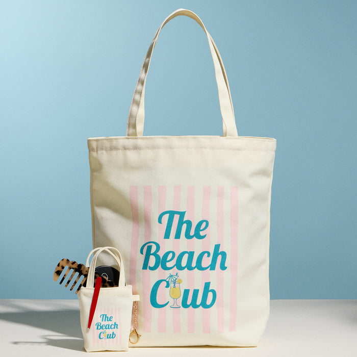 The Beach Club Canvas Tote Bag with Zip Closure – Lightweight Everyday Beach & Travel Tote