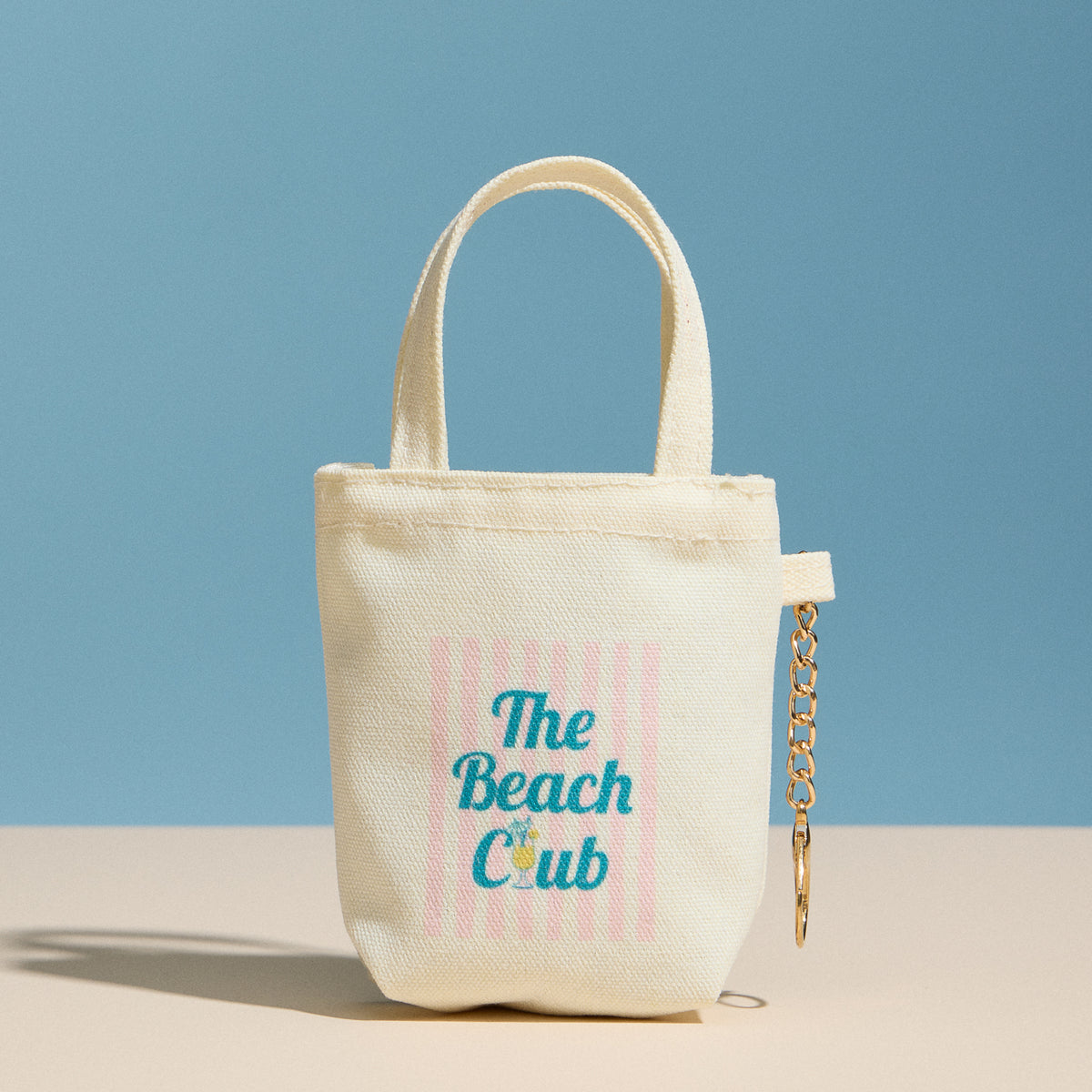 Mini Canvas Pouch with Short Handle & Chain Keyring