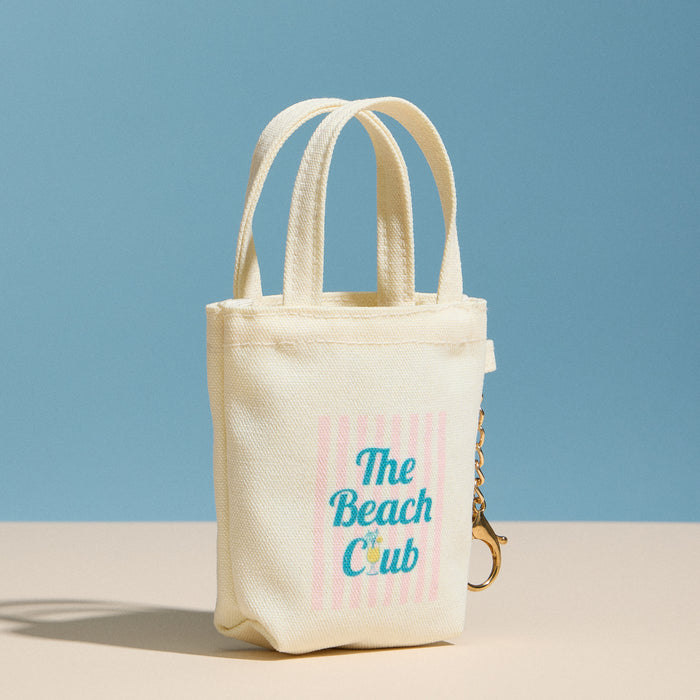 Canvas Retro Beach Mini Pouch with Handle & Keyring