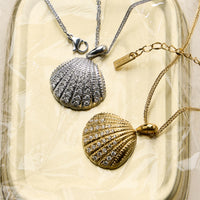 Stainless Steel Gold Coin Seashell Pendant Necklace