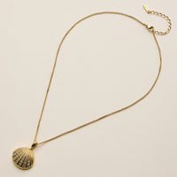 Stainless Steel Gold Coin Seashell Pendant Necklace