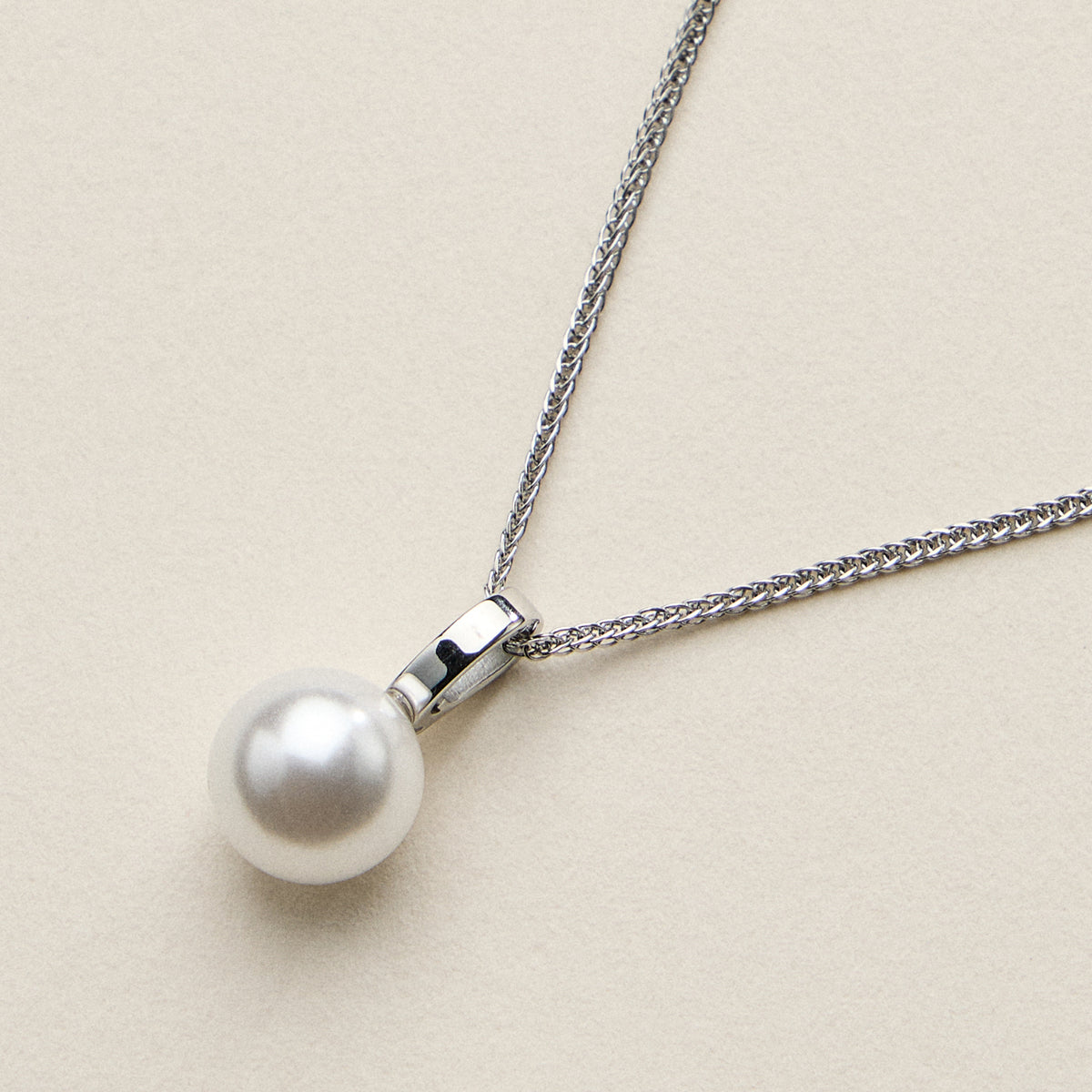 Stainless Steel Pearl Drop Necklace