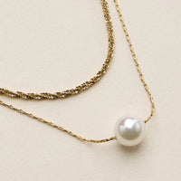 Stainless Steel Pearl Multi Chain Necklace