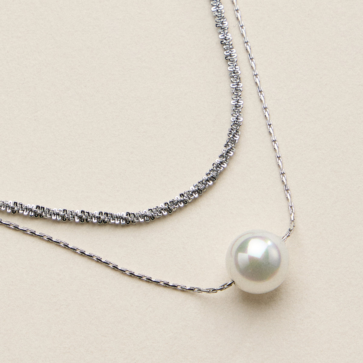 Stainless Steel Pearl Multi Chain Necklace