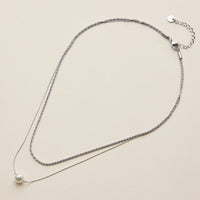Stainless Steel Pearl Multi Chain Necklace