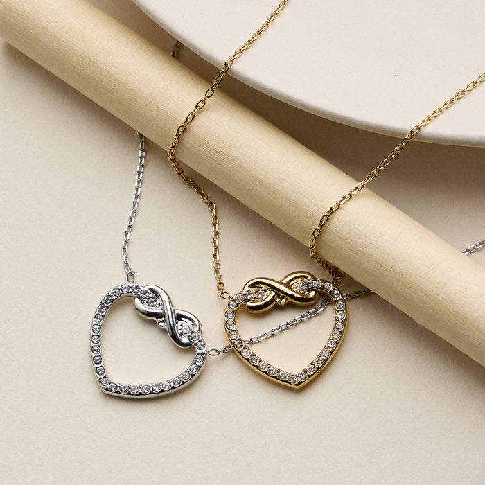 Stainless Steel Pave Heart Pendant Necklace