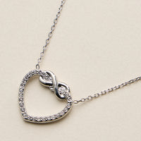 Stainless Steel Pave Heart Pendant Necklace