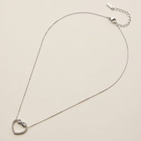 Stainless Steel Pave Heart Pendant Necklace