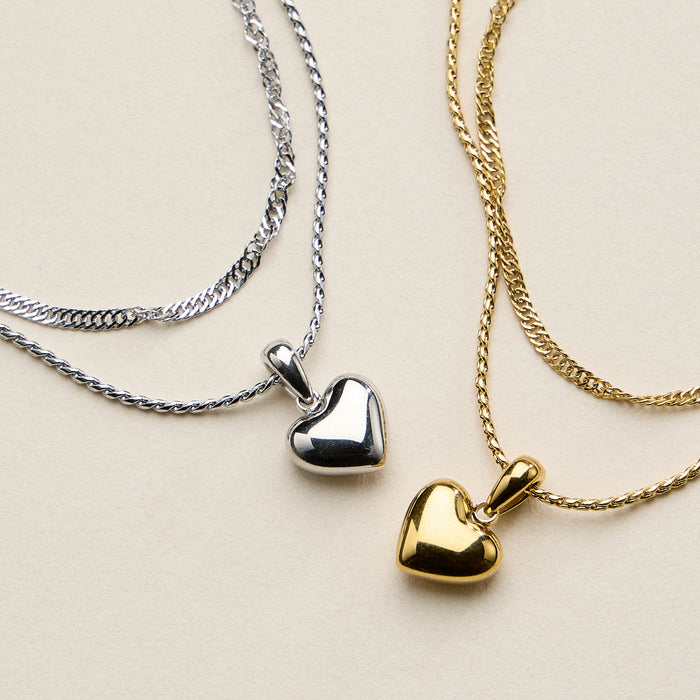 Stainless Steel Polished Heart Pendant Necklace