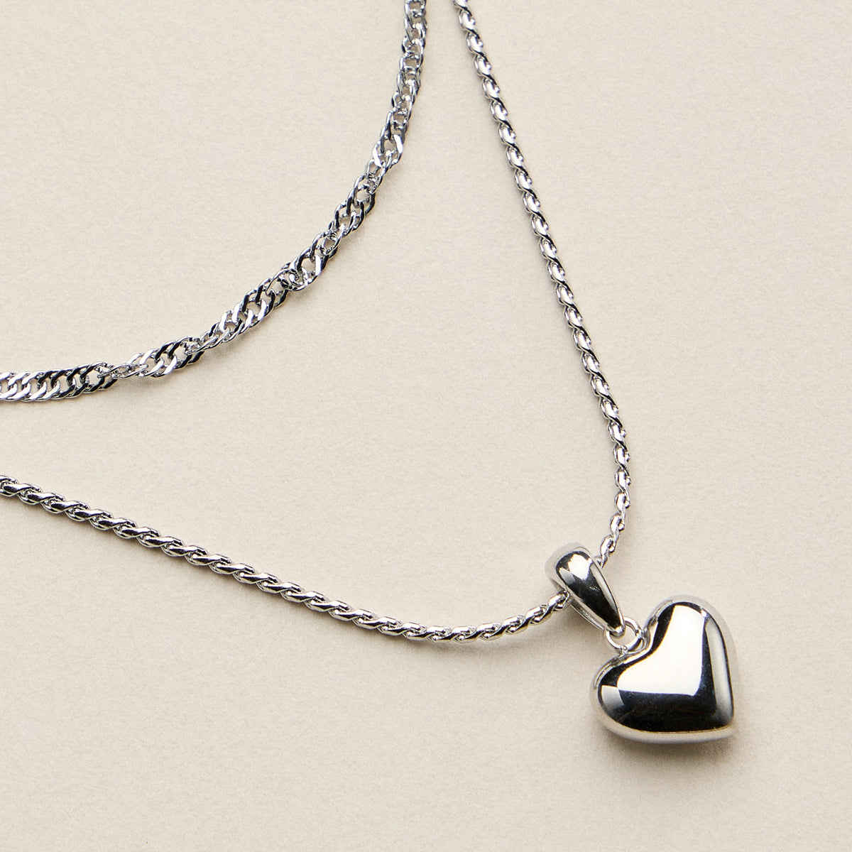 Stainless Steel Polished Heart Pendant Necklace