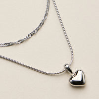 Stainless Steel Polished Heart Pendant Necklace