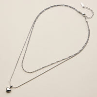 Stainless Steel Polished Heart Pendant Necklace