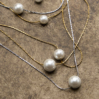 Stainless Steel Pearl Station Necklace