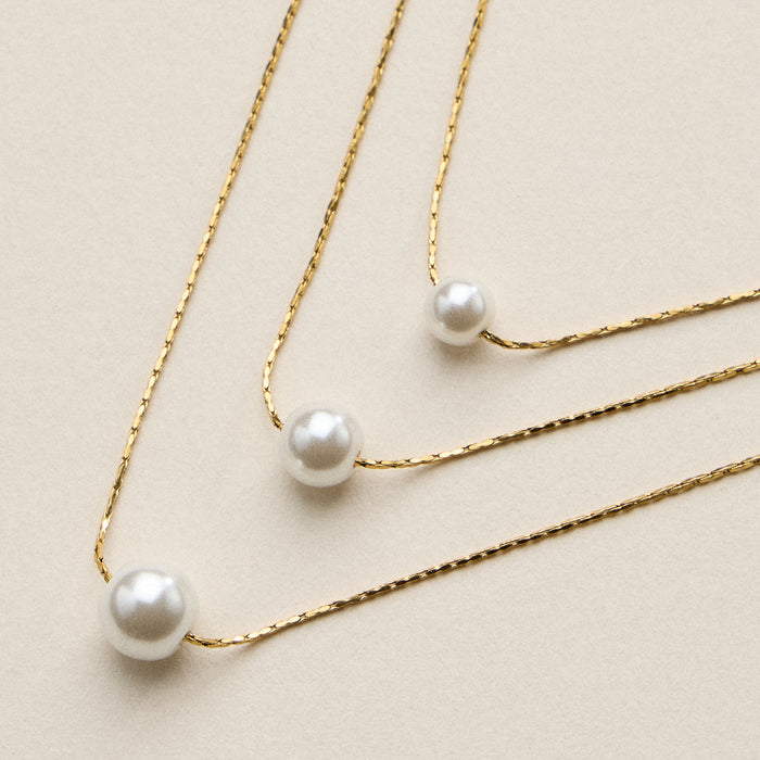 Stainless Steel Pearl Station Necklace