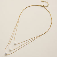 Stainless Steel Pearl Station Necklace