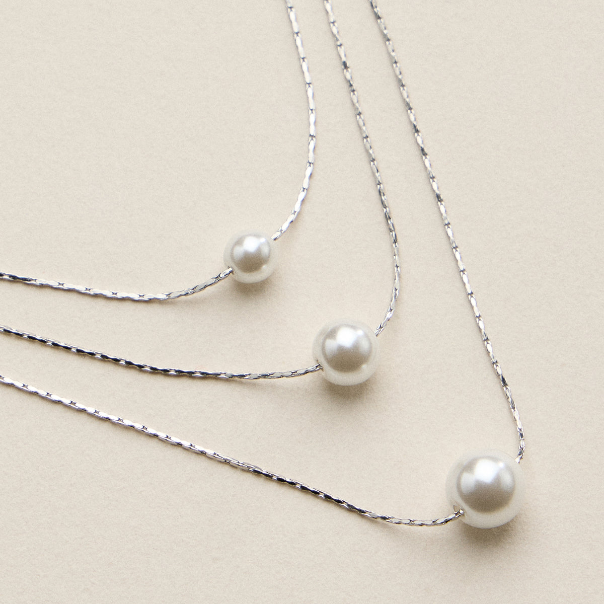 Stainless Steel Pearl Station Necklace