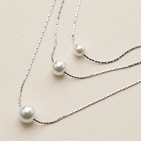 Stainless Steel Pearl Station Necklace