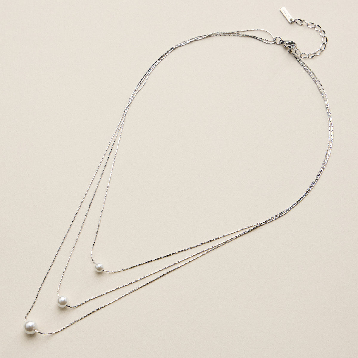 Stainless Steel Pearl Station Necklace