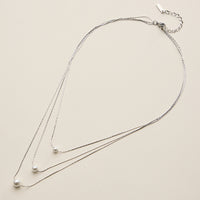 Stainless Steel Pearl Station Necklace