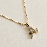 18K Gold Filled Pave Initial  Pendant Necklace