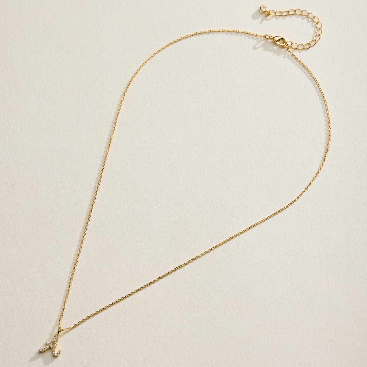 18K Gold Filled Pave Initial  Pendant Necklace