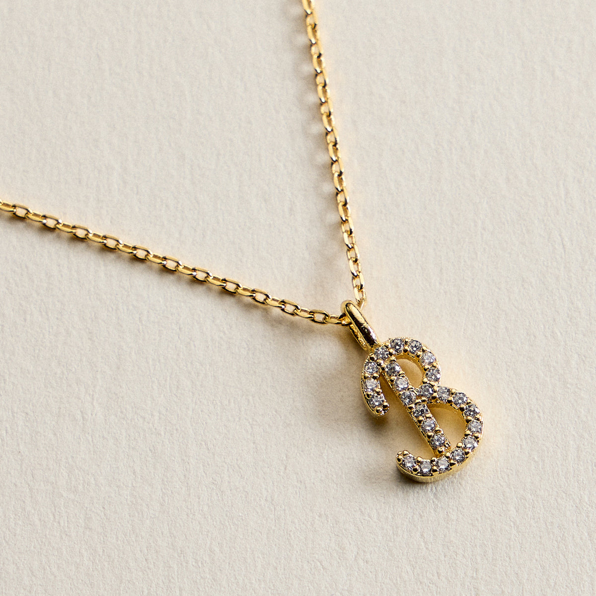 18K Gold Filled Pave Initial  Pendant Necklace