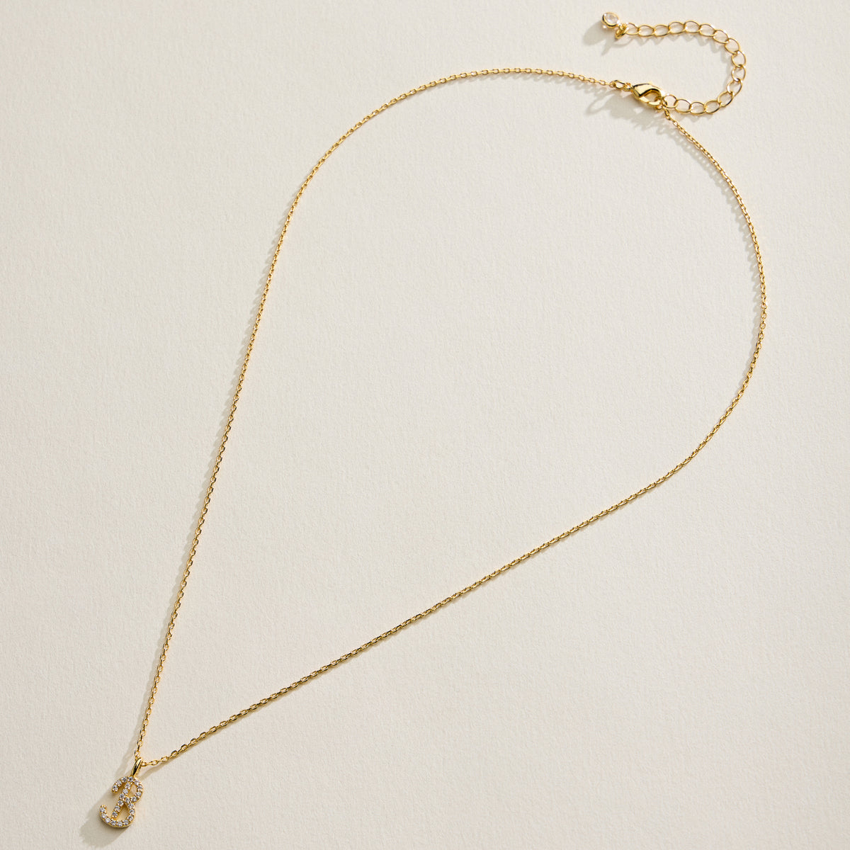 18K Gold Filled Pave Initial  Pendant Necklace