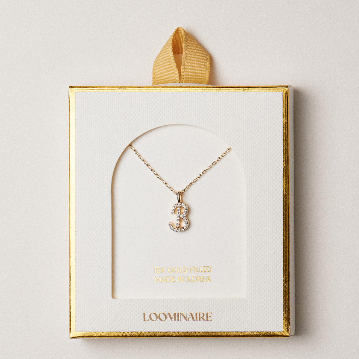 18K Gold Filled Pave Initial  Pendant Necklace