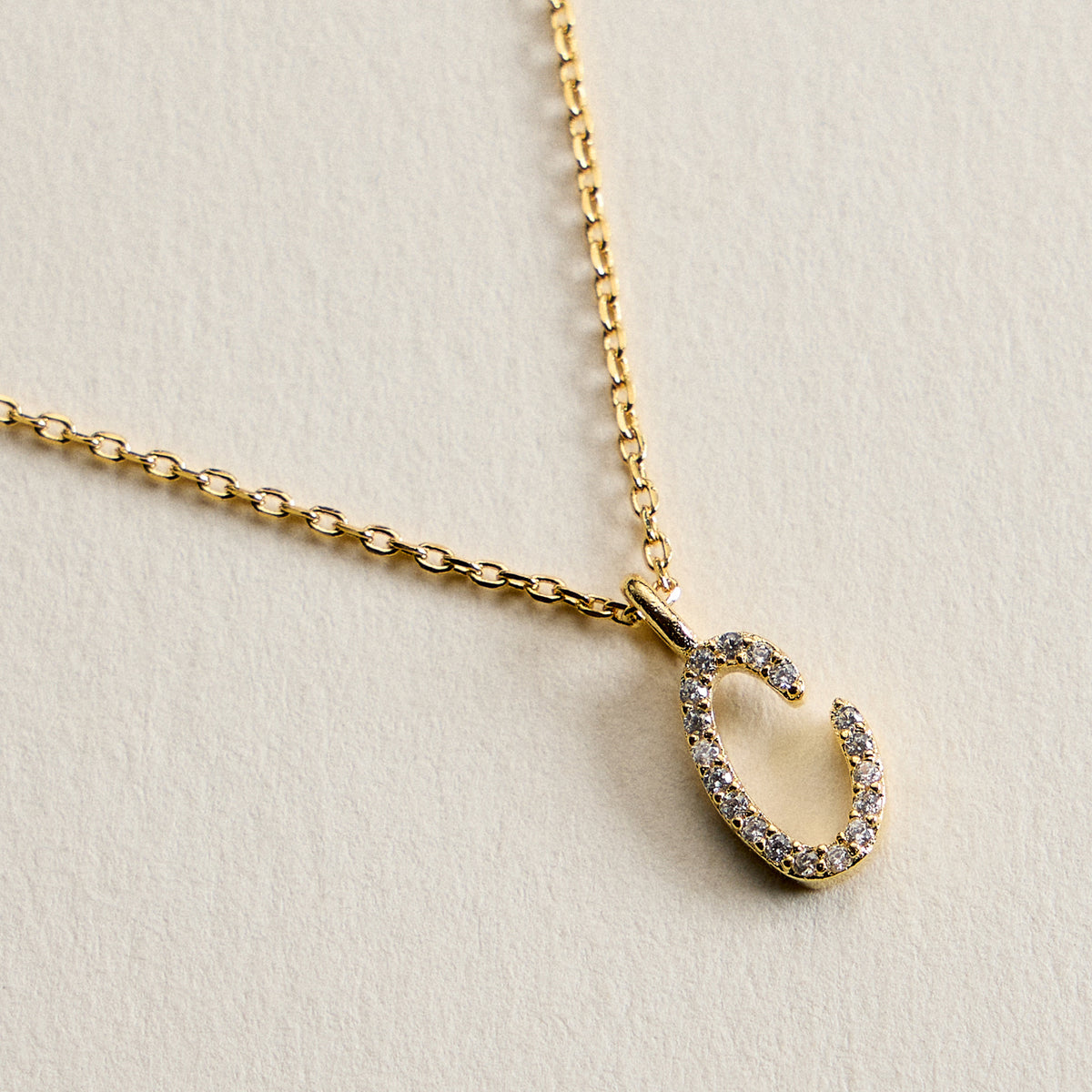 18K Gold Filled Pave Initial  Pendant Necklace