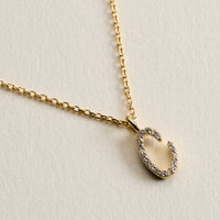 18K Gold Filled Pave Initial  Pendant Necklace