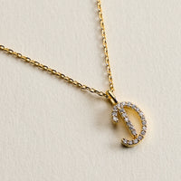 18K Gold Filled Pave Initial  Pendant Necklace