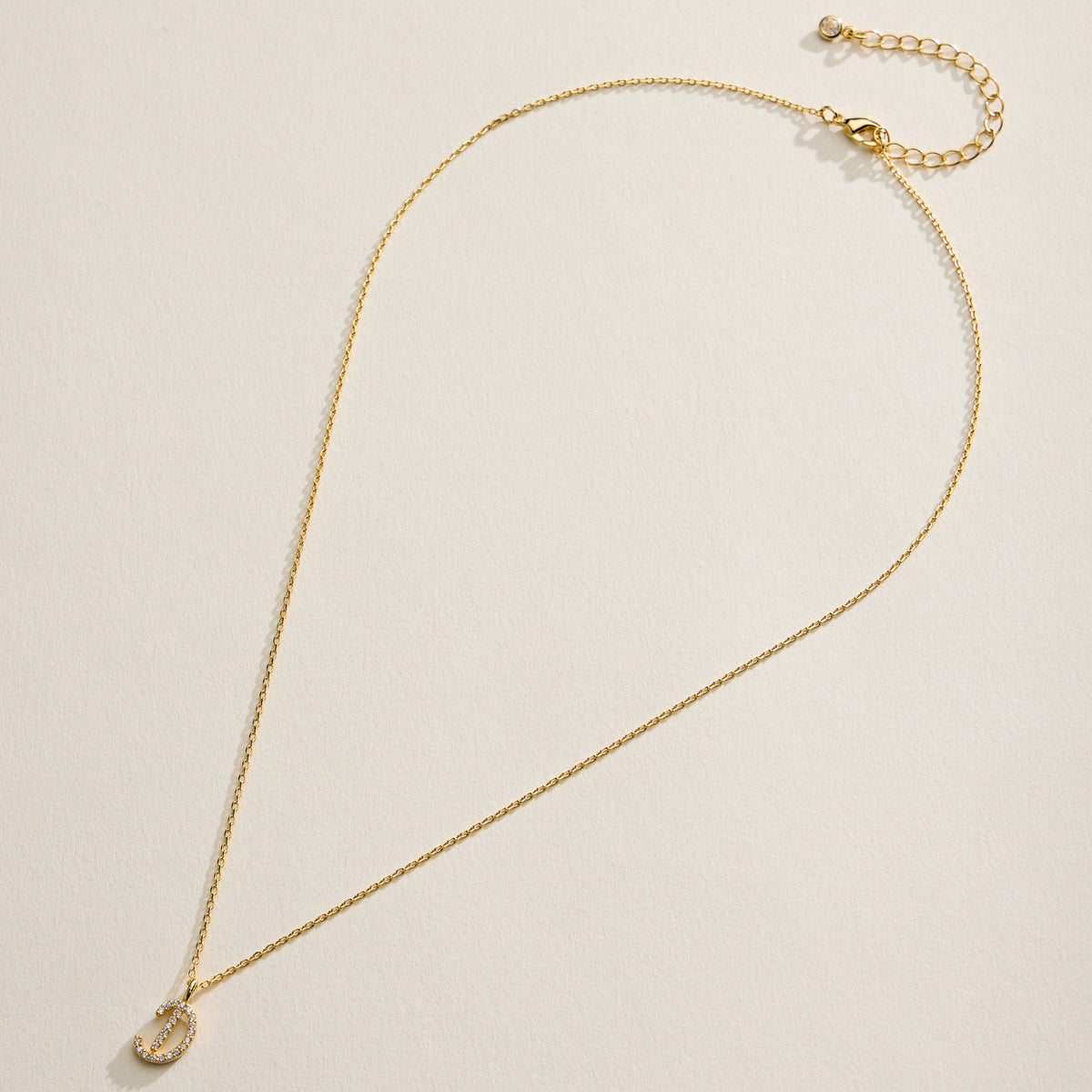 18K Gold Filled Pave Initial  Pendant Necklace