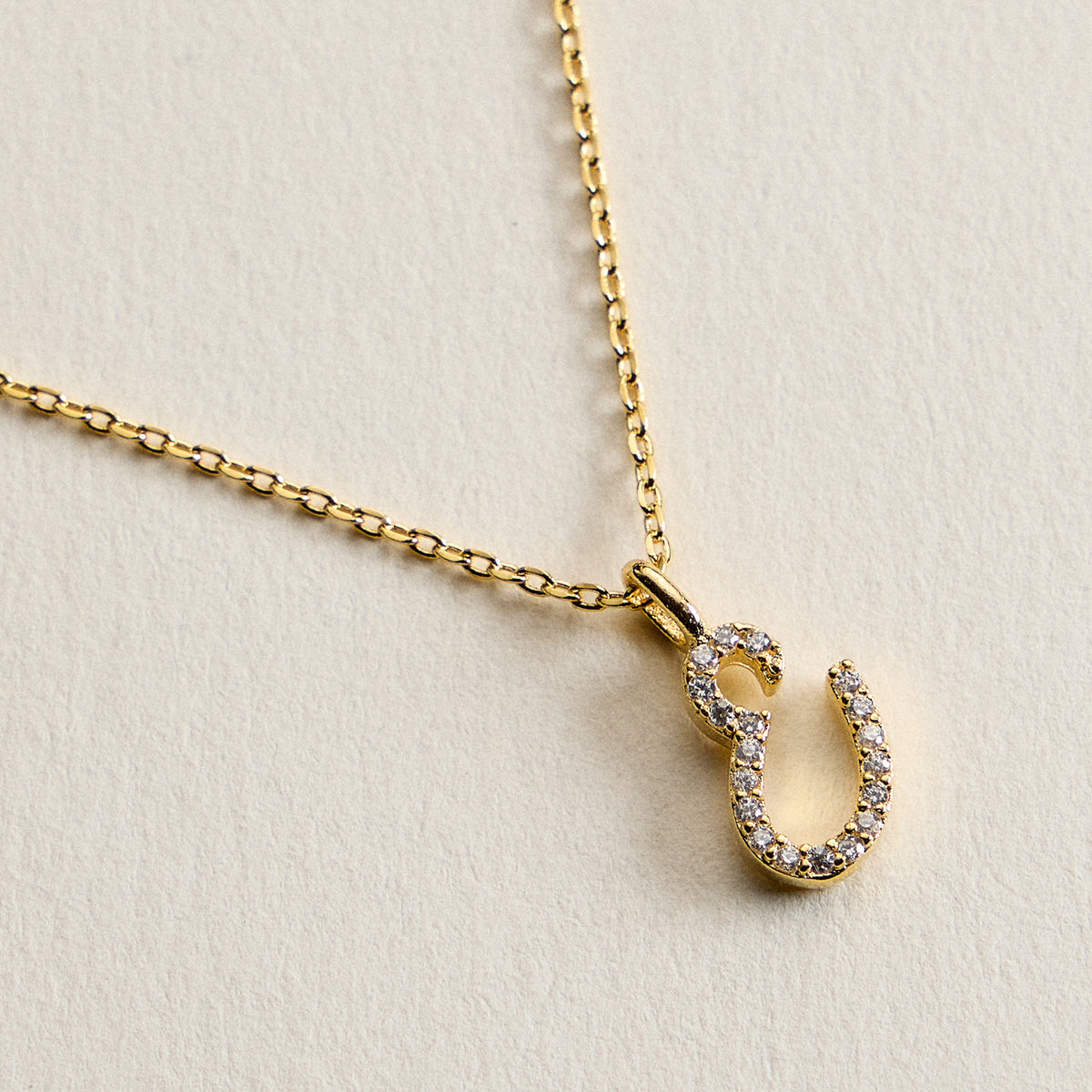 18K Gold Filled Pave Initial  Pendant Necklace