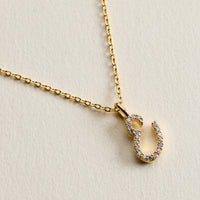 18K Gold Filled Pave Initial  Pendant Necklace