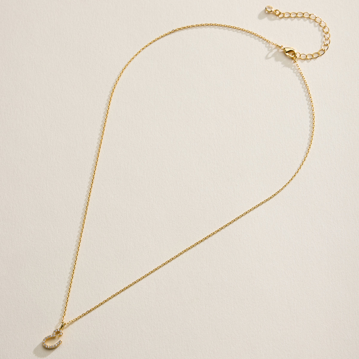 18K Gold Filled Pave Initial  Pendant Necklace