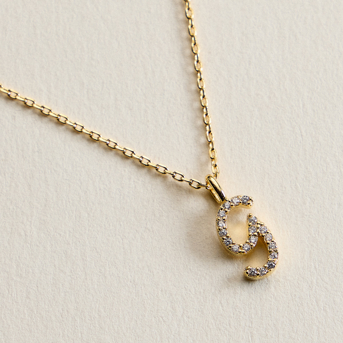 18K Gold Filled Pave Initial  Pendant Necklace