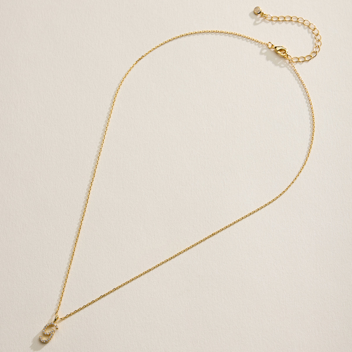 18K Gold Filled Pave Initial  Pendant Necklace