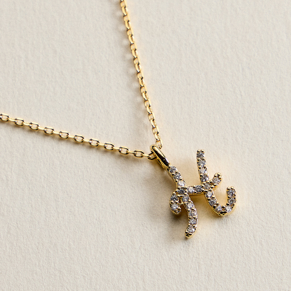 18K Gold Filled Pave Initial  Pendant Necklace