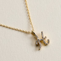 18K Gold Filled Pave Initial  Pendant Necklace