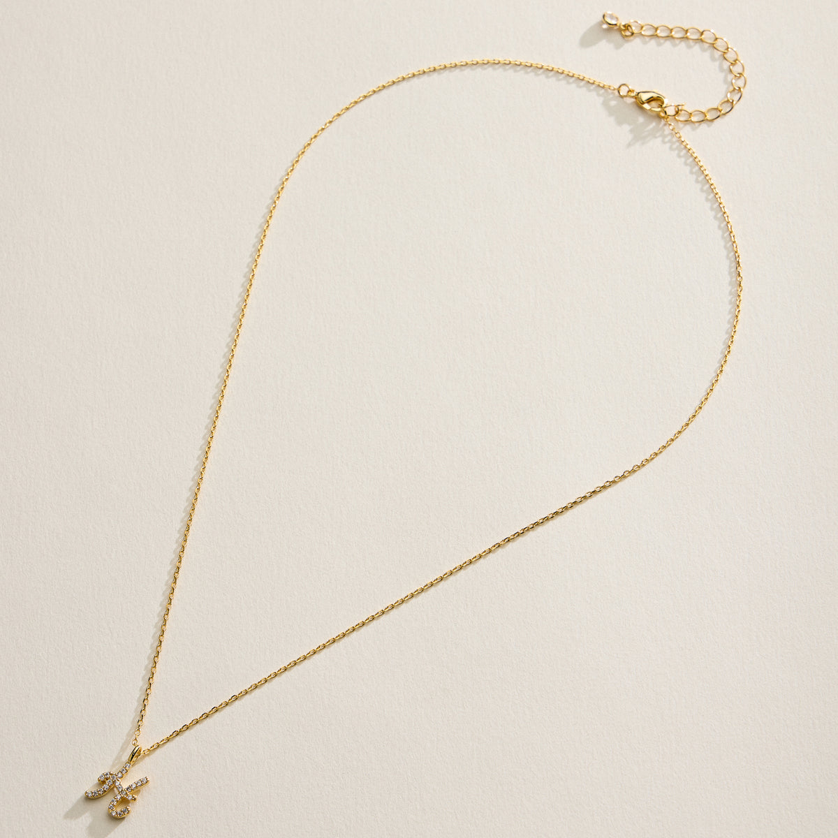 18K Gold Filled Pave Initial  Pendant Necklace