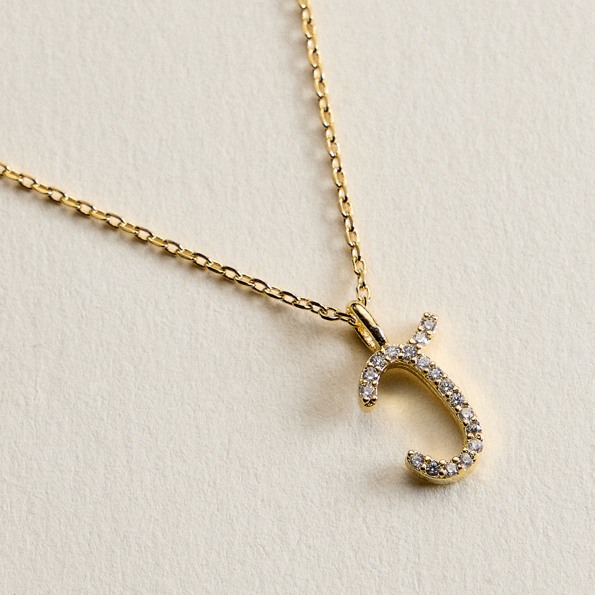 18K Gold Filled Pave Initial  Pendant Necklace
