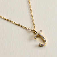 18K Gold Filled Pave Initial  Pendant Necklace