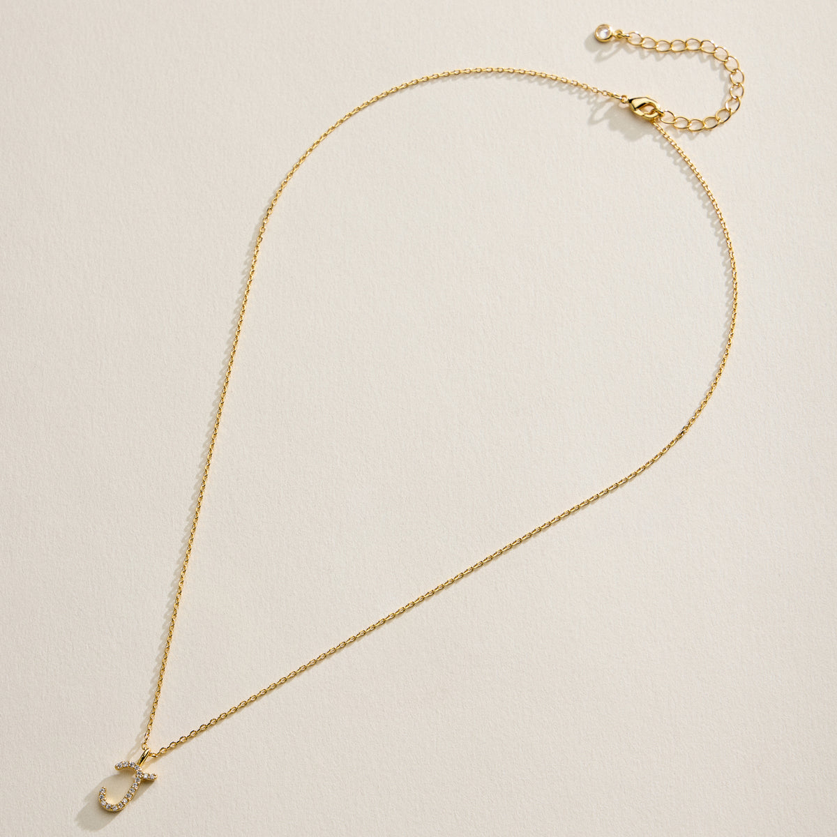 18K Gold Filled Pave Initial  Pendant Necklace