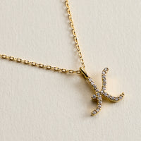18K Gold Filled Pave Initial  Pendant Necklace