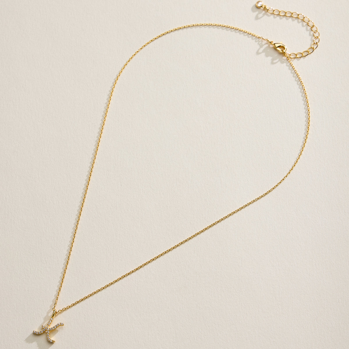 18K Gold Filled Pave Initial  Pendant Necklace
