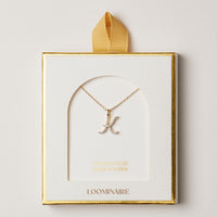 18K Gold Filled Pave Initial  Pendant Necklace