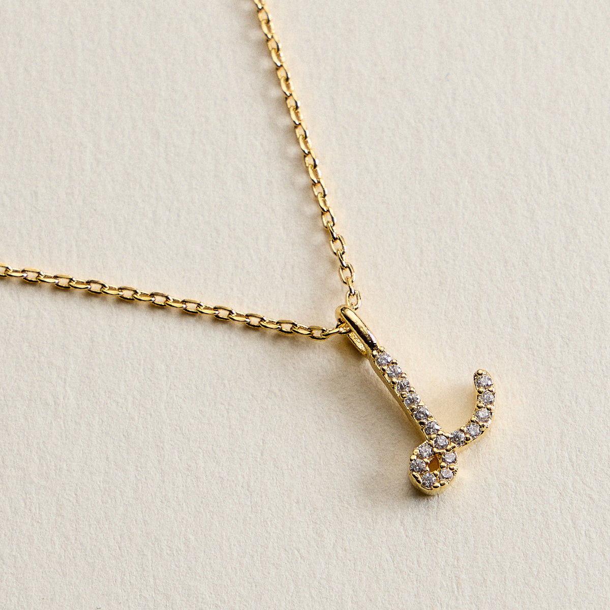 18K Gold Filled Pave Initial  Pendant Necklace