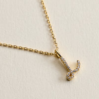 18K Gold Filled Pave Initial  Pendant Necklace