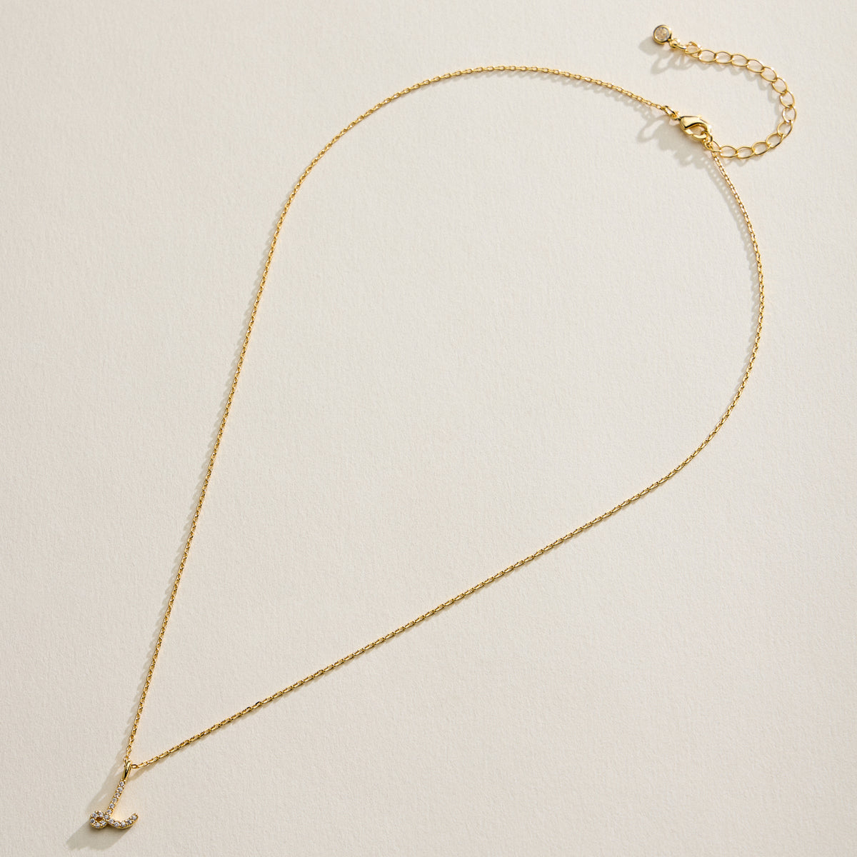 18K Gold Filled Pave Initial  Pendant Necklace